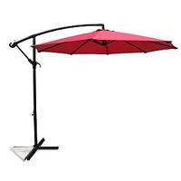 Seasonal Trends UMSC10BKOBD-03 Umbrella and Stand, 98.4 in OAH, 10 ft W Canopy, 10 ft L Canopy, Round Canopy, Red Fabric