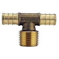 Apollo APXMT12 Pipe Tee, 1/2 in, Barb x MPT x Barb, Brass, 200 psi Pressure