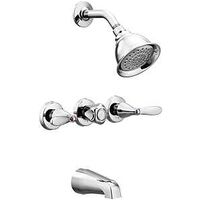 Moen 82663/82403 Tub/Shower Faucet, 1.75 gpm Showerhead, 3-Handle, Metal, Chrome Plated