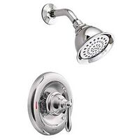 Moen Caldwell Series 82495C Shower, 1.75 gpm, 4 in Dia Showerhead, Metal, Chrome Plated, Lever Handle, 1-Handle