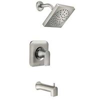Moen 82760SRN Tub and Shower Faucet, 1.75 gpm Showerhead, Diverter Tub Spout, 1-Handle, Brushed Nickel