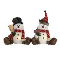SITTING SNOWMAN LED B/O 13IN - Case of 12