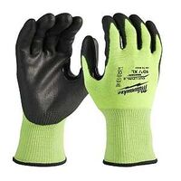 Milwaukee 48-73-8933 Dipped Gloves Unisex, XL, Elasticated Knit Cuff, Nitrile Coating, Polyurethane Glove, Yellow
