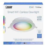 Feit Electric LEDR6XT/RGBW/CA/AG Recessed Downlight, 15 W, 120 V, LED Lamp, Aluminum, White
