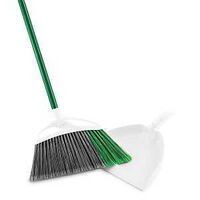 Libman Precision Angle 212 Broom, 15 in Sweep Face, 6-1/2 in L Trim, Fiber Bristle, Green/Gray Bristle