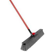 Libman 879 Rough Surface Push Broom, 25-1/2 in Sweep Face, 4 in L Trim, Recycled PET Bristle, 64 in L, Bolt, Gray/Red