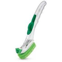 LIBMAN 1132 Glass and Dish Wand with Scrub Brush, 11 in OAL, Natural Cellulose/PET Trim, PVC Handle