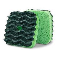 Libman 2106 Sponge with Suction Hanger, 4 in L, 4 in W, 1.88 in Thick, Cellulose/Synthetic, Green