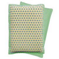 Libman 336 Kitchen and Bath Sponge, 5 in L, 5 in W, 1 in Thick, Microfiber, Green/Yellow