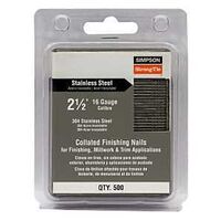 Simpson Strong-Tie S16N250FNB Finishing Nail, 2-1/2 in L, 16 ga Gauge, Stainless Steel, Smooth, T-Style Head