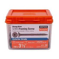 Simpson Strong-Tie Strong-Drive SDWS SDWS16312QR50 Framing Screw, 3-1/2 in L, Serrated Thread, Low-Profile Head, 50