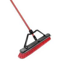 Libman 1230 Multi-Surface Squeegee Push Broom, 25-1/2 in Sweep Face, 3 in L Trim, Recycled PET Bristle, 64 in L, Red