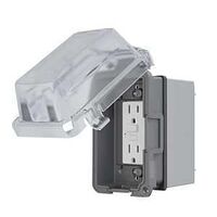 Taymac EXTRA DUTY Series MKG420CS GFCI Receptacle Kit, 5.1 in L, 4.53 in W, Rectangular, 1-Gang, Clear