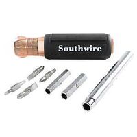 Southwire 59723940 12-in-1 Multi-Bit Screwdriver, Rubber Handle, Cushion Grip Handle