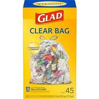 Glad 22337 Trash Bag, 13 gal, Plastic, Clear