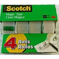 Scotch Magic 3105 Transparent Tape, 300 in L, 3/4 in W, Plastic Backing
