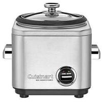 Cuisinart CRC-400 Rice Cooker, 4 Cups Capacity, 9.37 in Dia, Stainless Steel, Brushed Chrome