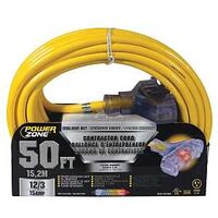 CORD EXT 12AWG 3C 50FT 15A YEL