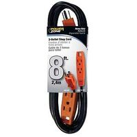 CORD EXT 14AWG 3C 8FT BLK/ORG