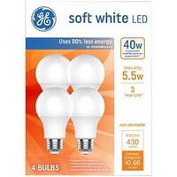 LED LIGHT BULB A19 SFT WHT 40W