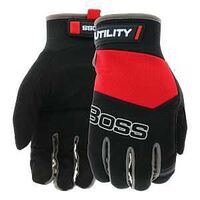 Boss B52304-XL Utility Gloves, XL, 8-3/8 to 8-3/4 in L, Reinforced Thumb, Slip-On Cuff, Black