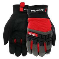 Boss Protect B52344-M Work Gloves, M, 7-1/8 to 8 in L, Reinforced Thumb, Hook and Loop, Slip-On Cuff, Gray