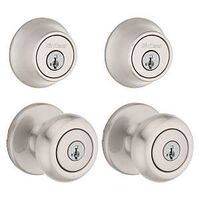 Kwikset Cove 92420-059 Entry Knob and Single Cylinder Deadbolt, Knob Handle, Classic, Colonial, Traditional Design