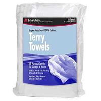 Buffalo 60221 Terry Towel, 17 in L, 14 in W, Cotton, White, 24/BAG