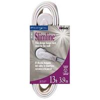 Slimline Household Extension Cord White Coleman Cable 2232 16/3 13ft 