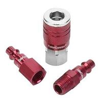 KIT COUPLER-PLUG 3PC RED 1/4IN