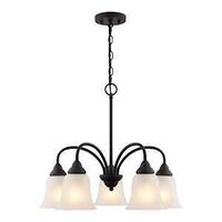 CHANDELIER 5LT MATBLK/FWG 22IN