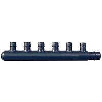 Apollo ExpansionPEX Series EPXM6PT Closed Manifold, 9 in OAL, 1-Inlet, 3/4 in Inlet, 6-Outlet, 1/2 in Outlet, Brass