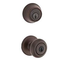 Kwikset 96900-421 Entry Knob and Single Cylinder Deadbolt, Classic, Colonial, Traditional Design, Venetian Bronze