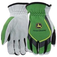 John Deere JD00035-L All-Purpose Gloves, Men's, L, Reinforced Thumb, Slip-On Cuff, Cowhide Leather/Spandex