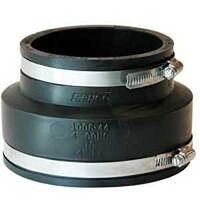 Fernco P1006-44 Flexible Coupling, 4 x 4 in, PVC, Black, 4.3 psi Pressure