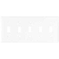 Arrow Hart 2155W-BOX Wallplate, 4-1/2 in L, 10 in W, 5-Gang, Thermoset, White