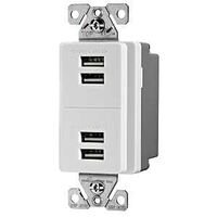 Eaton 7750W-BOX USB Charging Station, 2-Pole, 5 A, 5 VDC, NEMA: NEMA 5-15, White