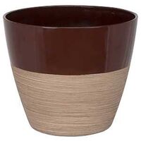 PLANTER RESIN RND RED/WD 8IN  