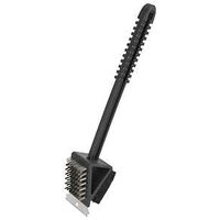 Omaha BBQ-37126 Two-Way Grill Brush/ Scrubber, 2-3/8 in L Brush, 2-1/4 in W Brush, Stainless Steel Bristle, 14 in L