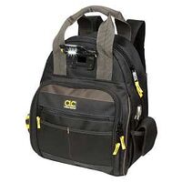 CLC Tech Gear L255 Backpack, 13 in W, 8 in D, 16 in H, 53-Pocket, Polyester, Black