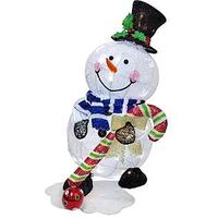 SNOWMAN LIGHTED CW/WW/RED 32IN