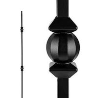 Nuvo Iron SQI2BS Double Ball and Sphere Stair Baluster, 44 in H, 1/2 in W, Square, Steel, Black