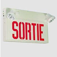 Thomas & Betts Emergi-Lite SR12W-P5-2M-RT Sortie Sign Light, 120, 347 VAC, 6, 12 VDC, 50 W, Steel Fixture, Red/White