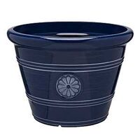 Southern Patio CMX-064718 Planter, 15-1/2 in H, Navy Blue/White