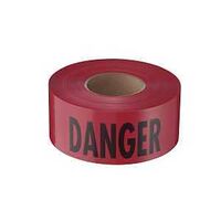 Empire 77-1004 Barricade Tape, 1000 ft L, 3 in W, Plastic Backing, Red