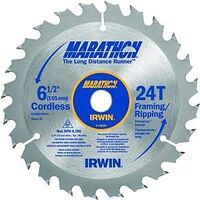 IRWIN Tools 6-1/2 Inch 24-Tooth Carbide Circular Saw Blade - For Cordless Saws, Universal 5/8" Arbor
