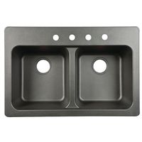 SINK DBL BOWL 9IN TECTONIT BLK