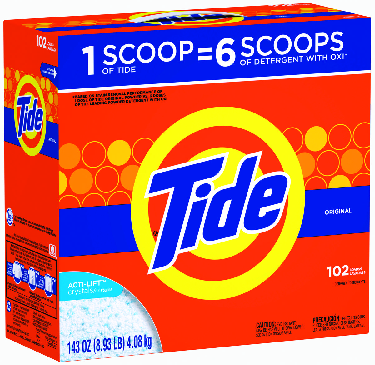 Tide Original Powder Laundry Detergent – 8 lb Box for Powerful Stain Removal