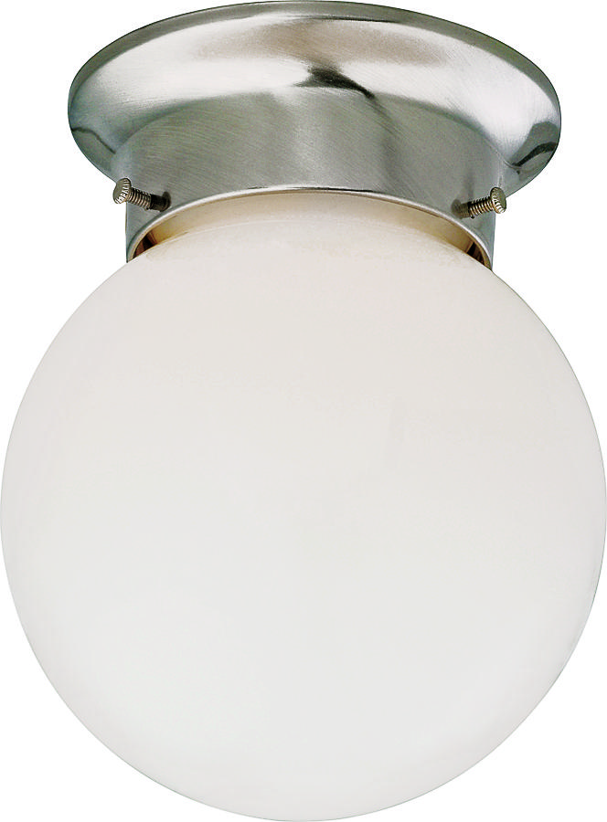 Boston Harbor Brushed Nickel Single Light Ceiling Fixture – 120V, 60W, A19/CFL Compatible