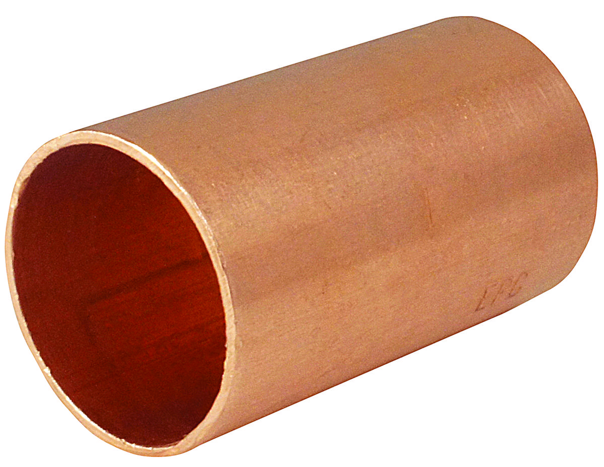 Nibco U600RS Series W00705C Pipe Coupling with Rolled Tube Stop, 3/8 in, Sweat, Copper, 779 psi Pressure